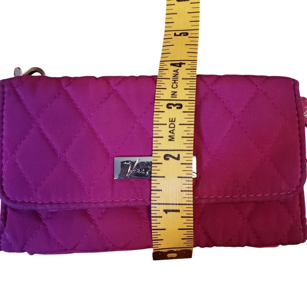 Vera Bradley Quilted Wristlet Wallet Clutch‎ Pink Signature Logo Double Snap